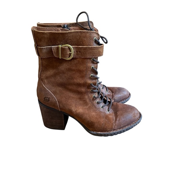 Born Cass Brown Distressed Suede Lace Up Leather Hiking Boots Size 10M - Picture 1 of 7
